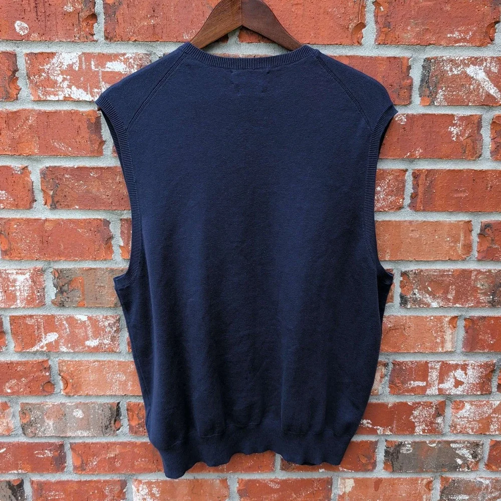 Polo Ralph Lauren Sweater Vest Men XL Navy Blue V-Neck Pima Cotton Pony Logo